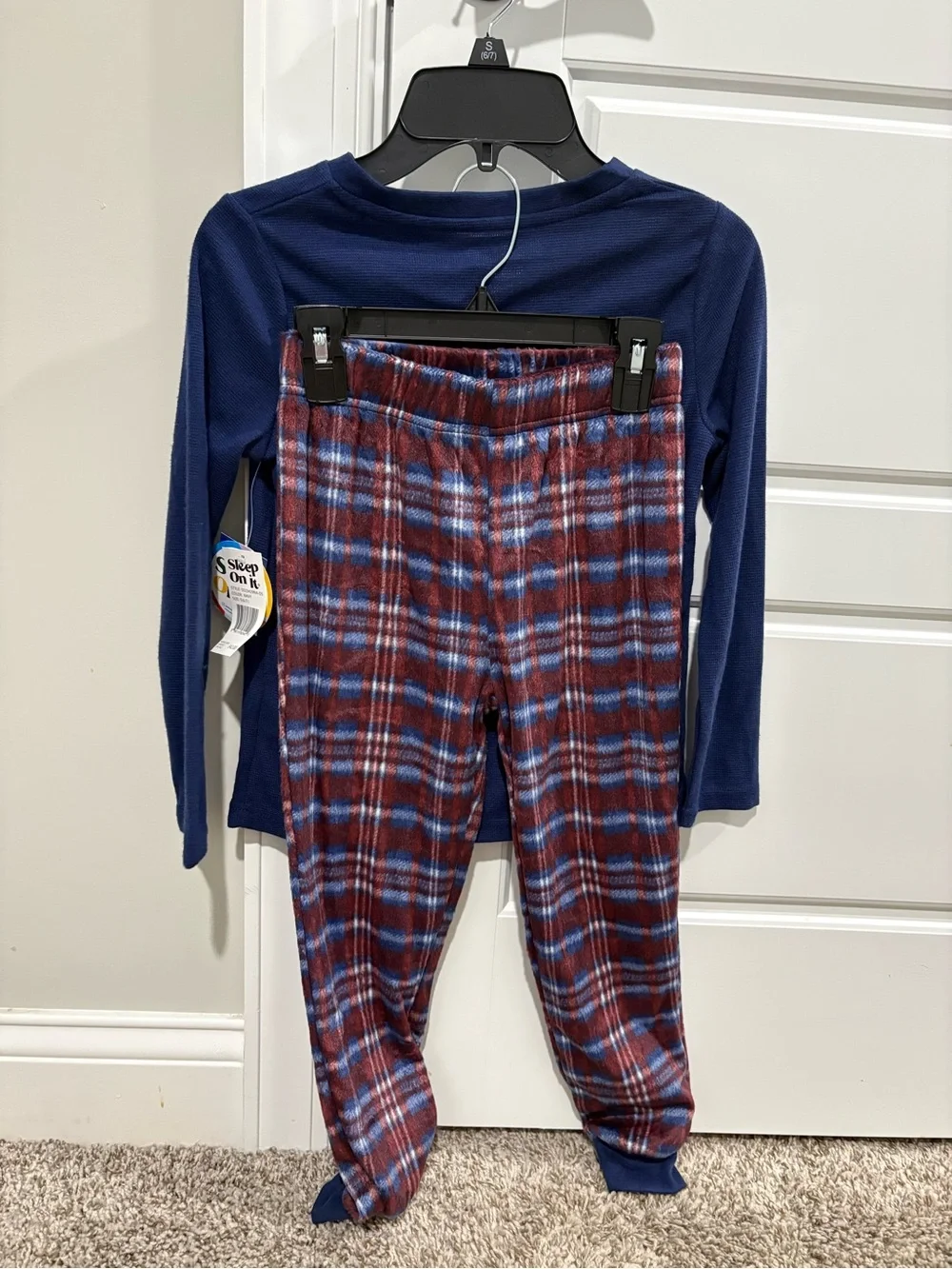 Sleep On It Navy Top with Red & Blue Plaid Pajama Pants